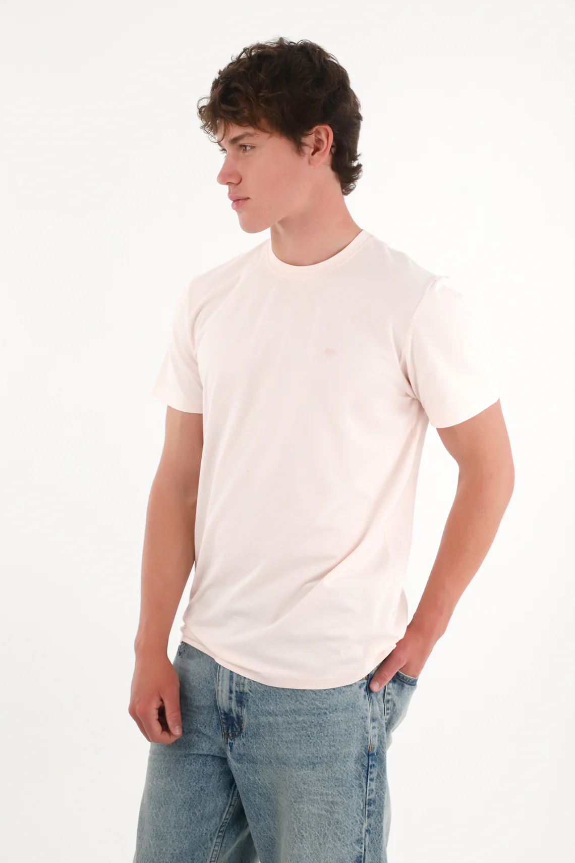 Pink Mini Print Basic T-Shirt for Men