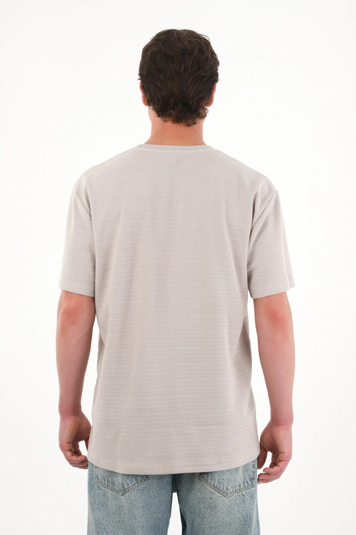 Basic Textured Fabric T-Shirt for Men in Brown - Image 5
