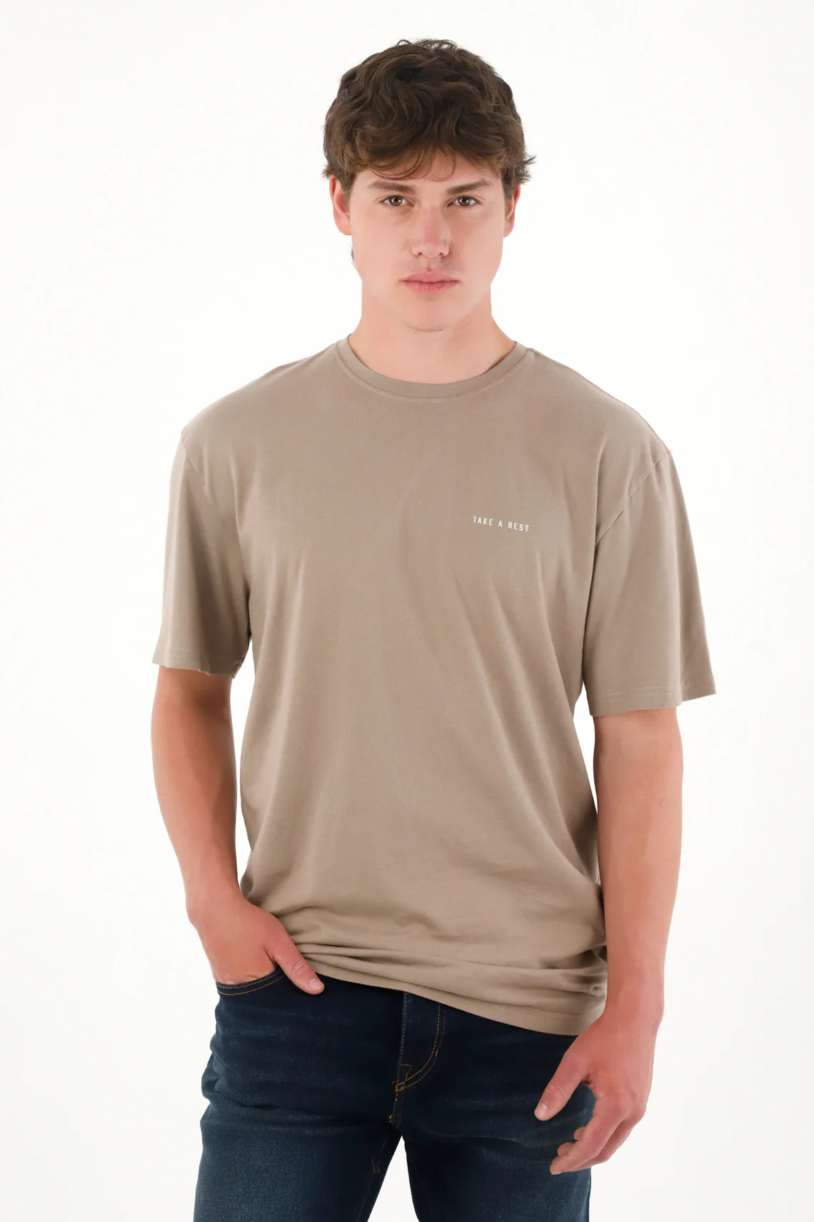 Men's Basic Graphic Tee with Heart Print on Back