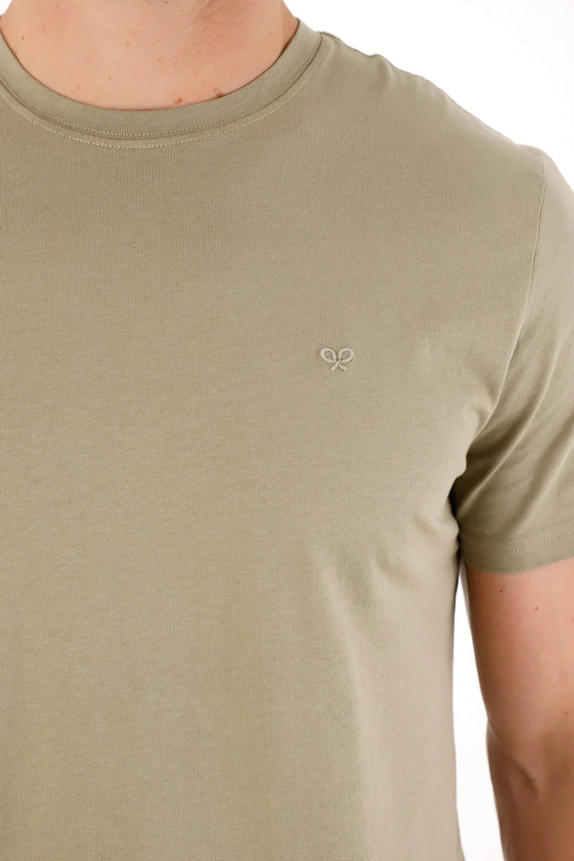 Men's Green Short Sleeve T-Shirt with Embroidered Racket - Image 3
