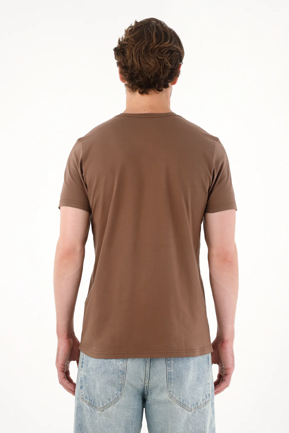 Men's Short Sleeve Brown TNS Shirt with Embroidered Racquet - Image 4