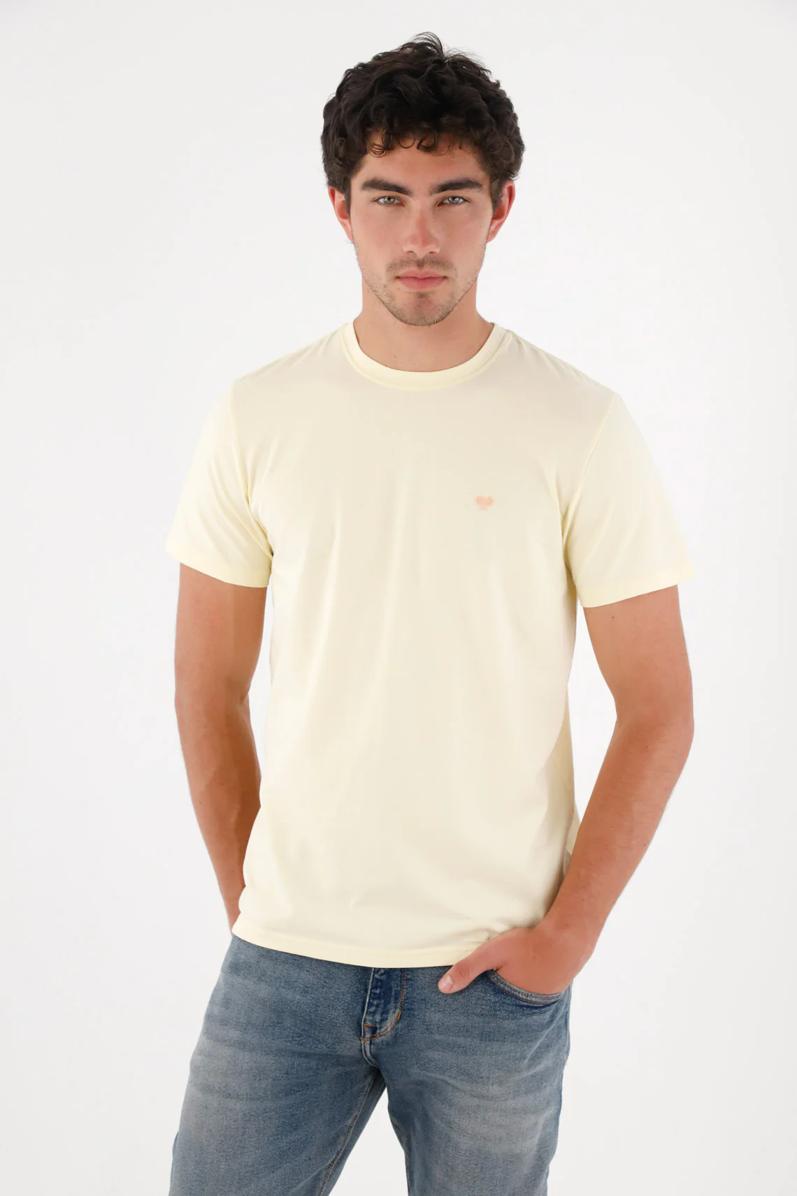 Camiseta con mini raqueta amarilla para hombre