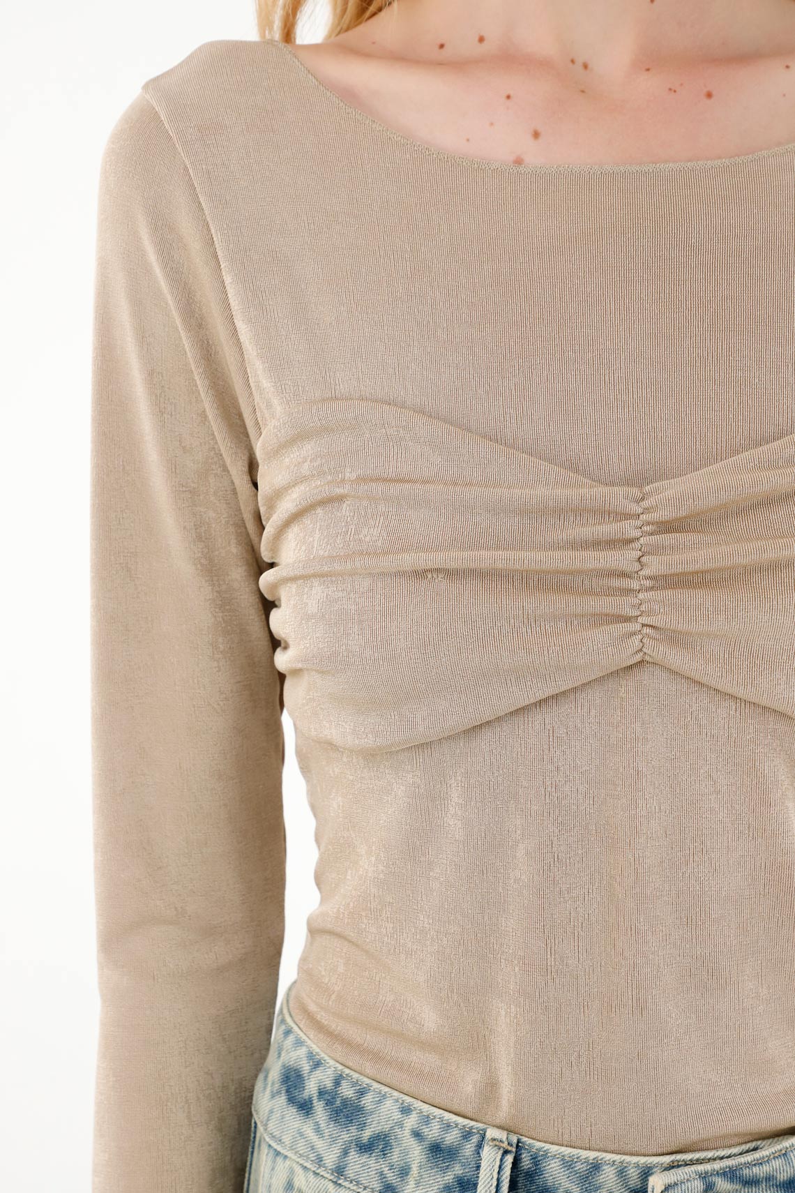 Women's Coffee Long-Sleeve Shiny T-Shirt - Image 3