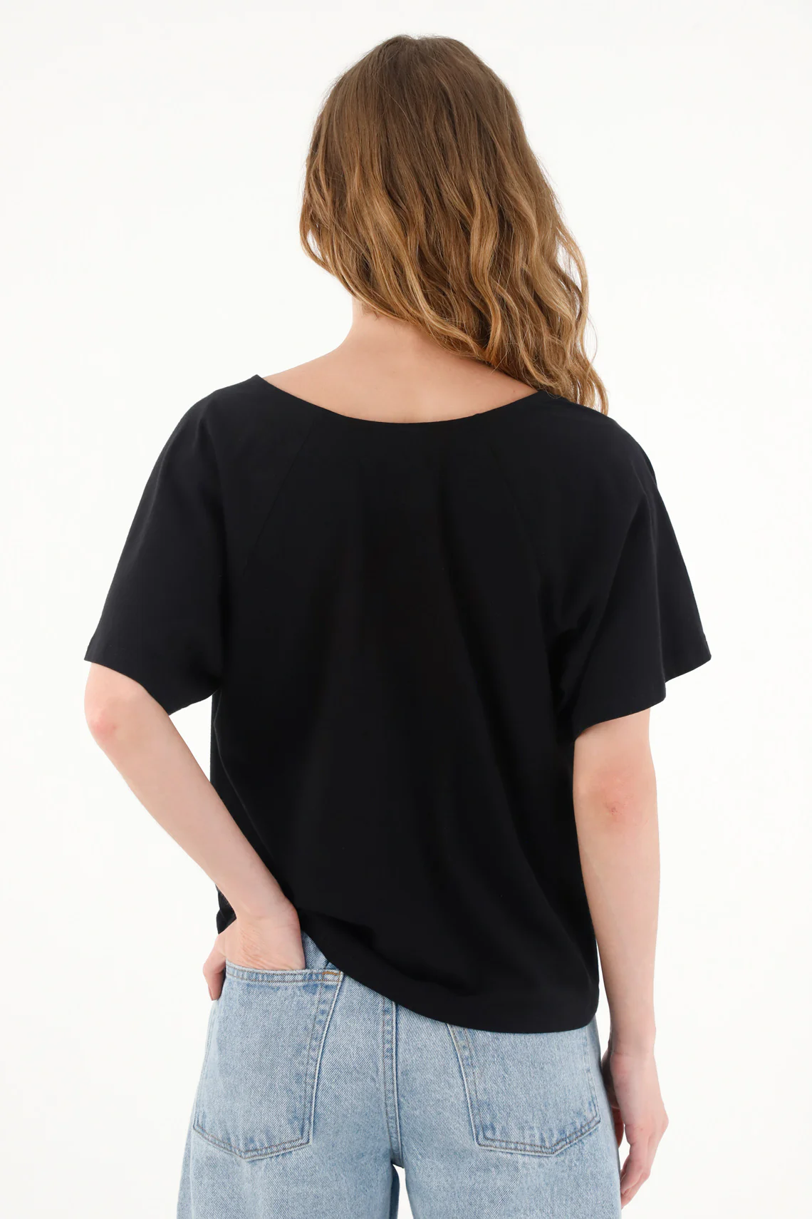 Women's black draped neckline shirt - Image 4