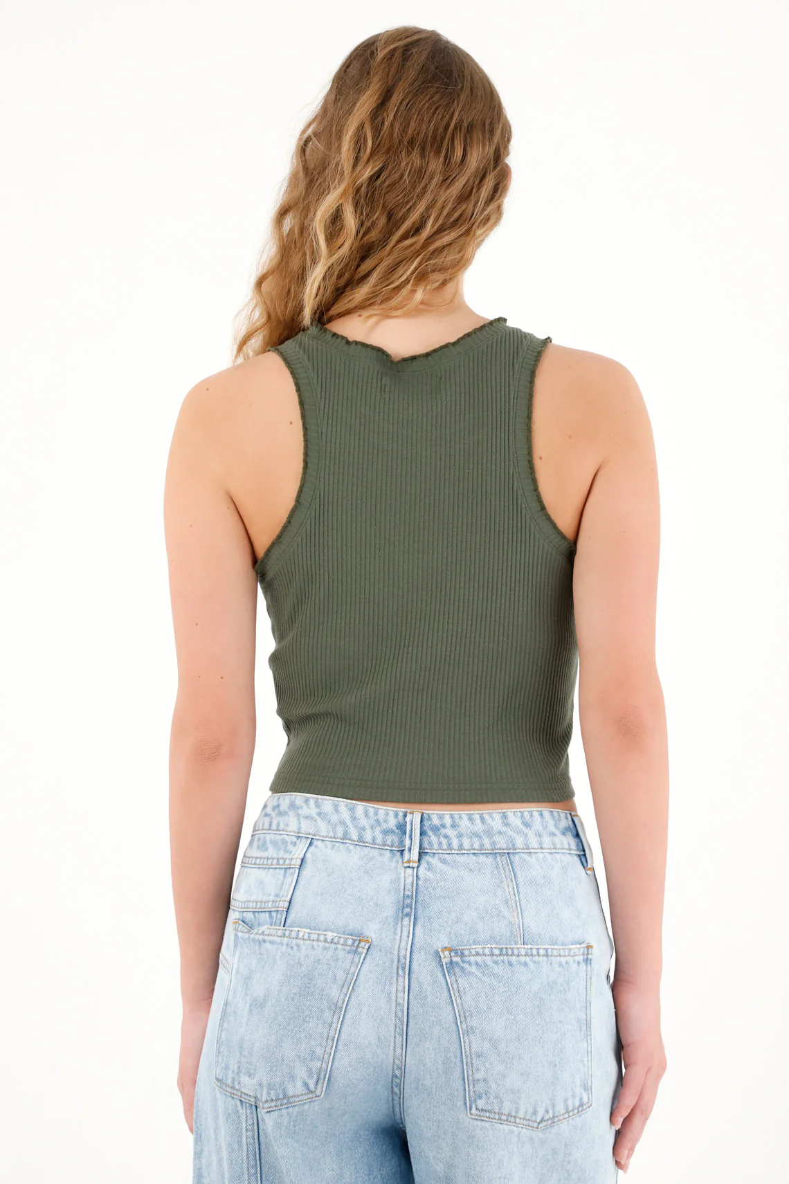 Women's green sleeveless ribbed t-shirt - Image 4