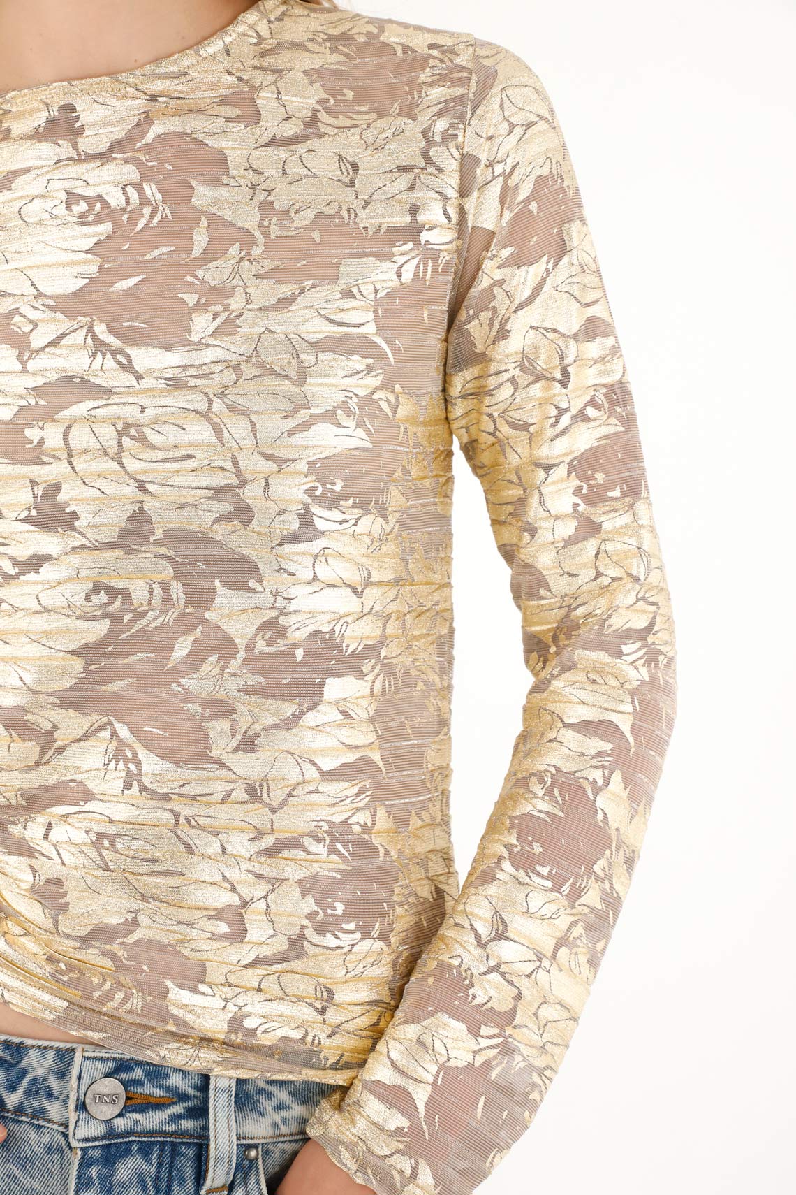 Women's Long Sleeve Metallic Effect T-Shirt - Image 3