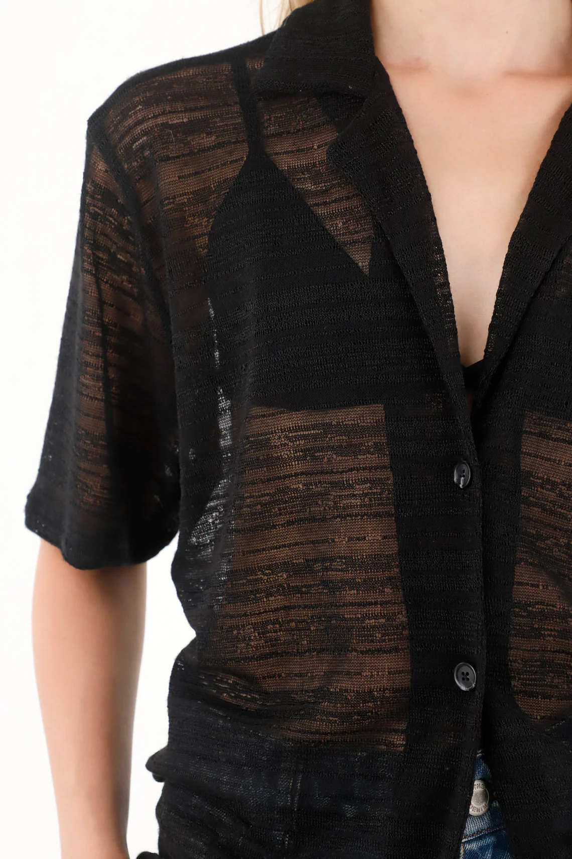 Women's Black Sheer Shirt - Image 2