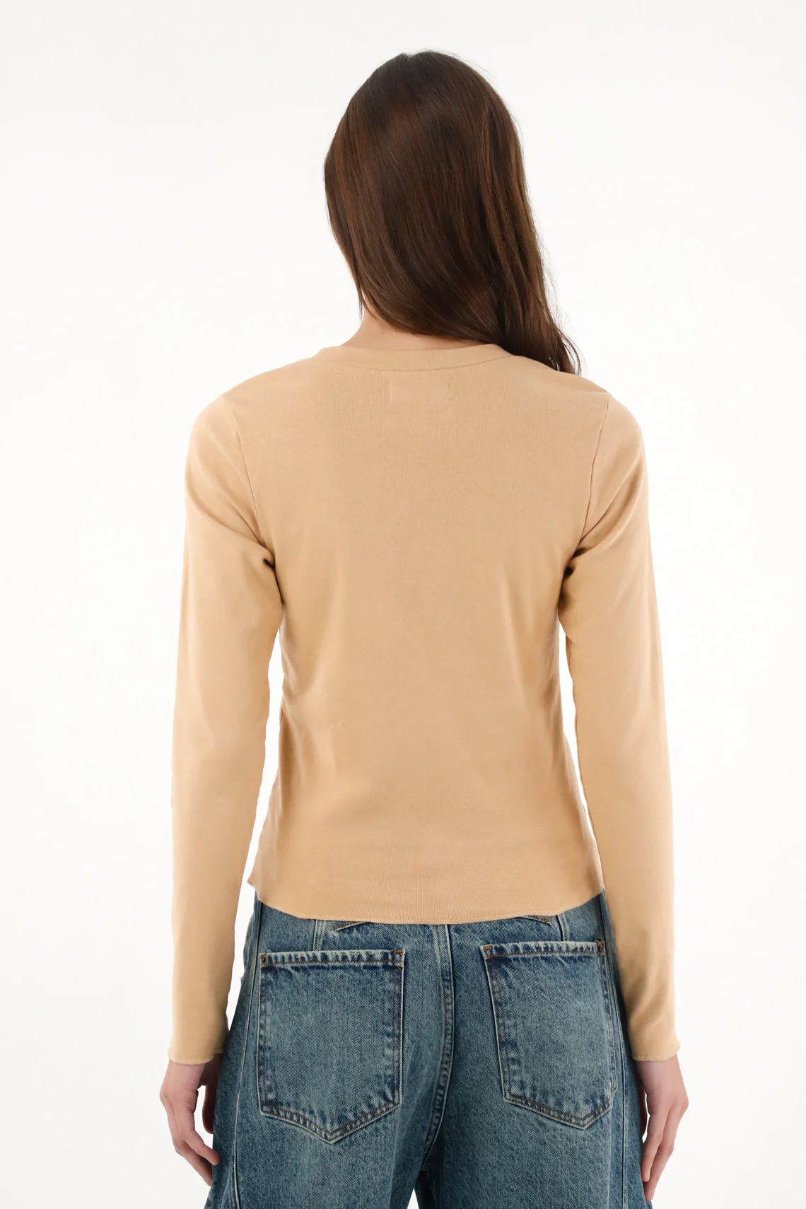 Women's Fitted Long Sleeve Top in Coffee - Image 4