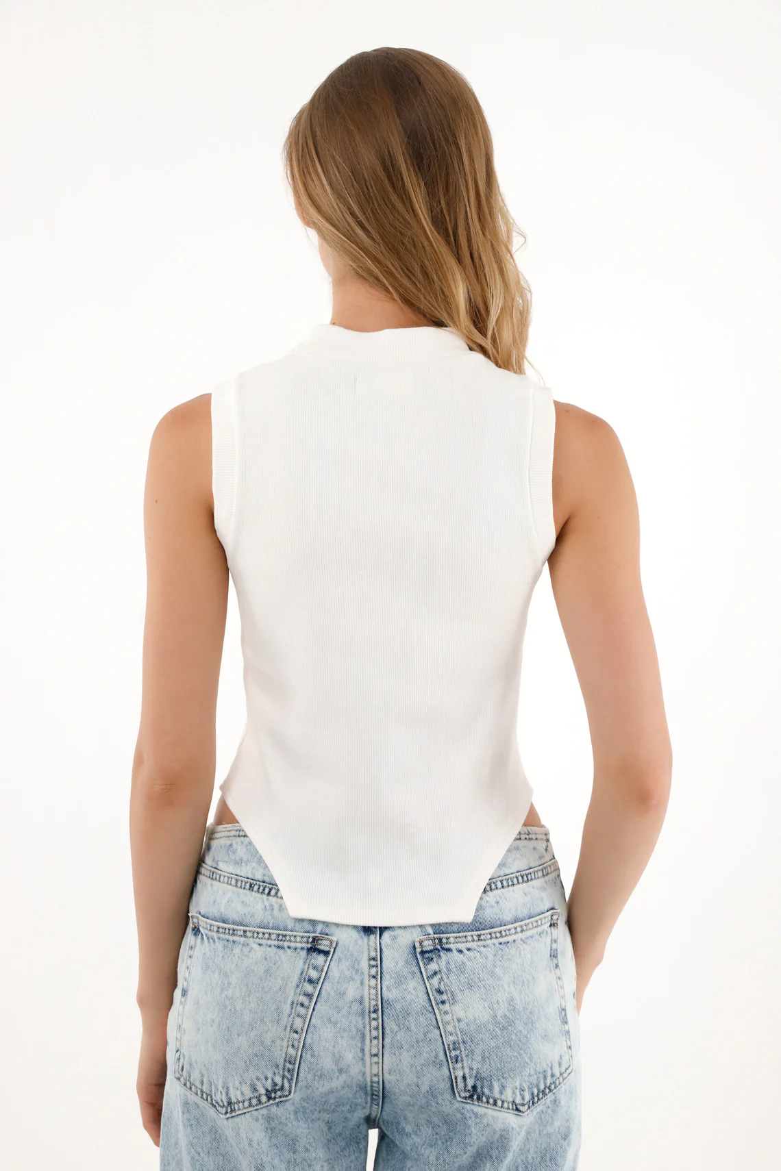 Womens Sleeveless Cream Top - Image 4