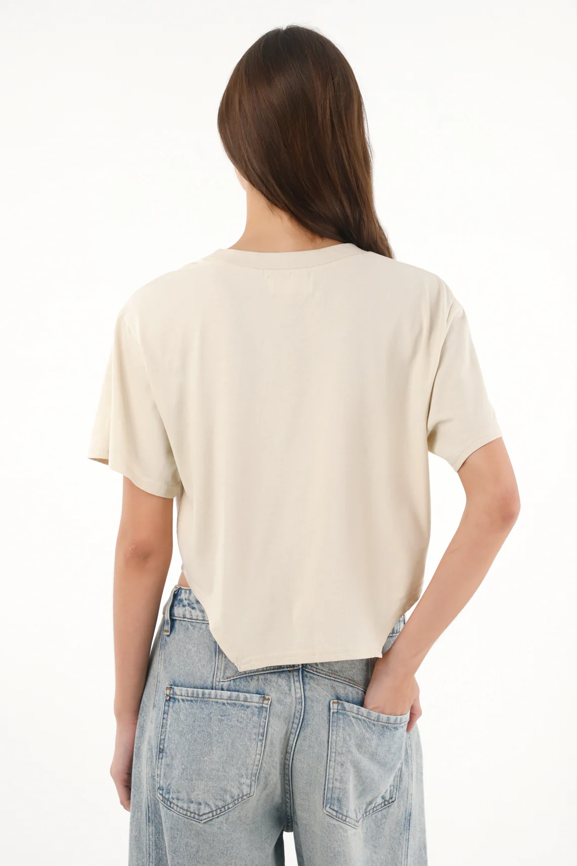 Women's Gray Wide-Fit T-Shirt with Side Slits - Image 4