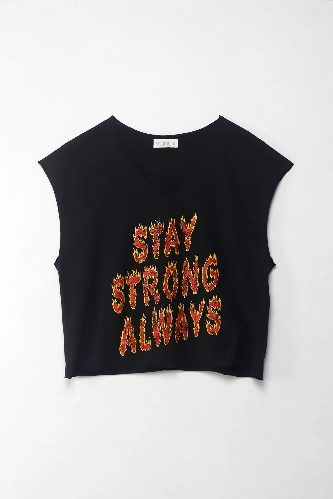 Women's Black Boxy Fit Sleeveless T-Shirt