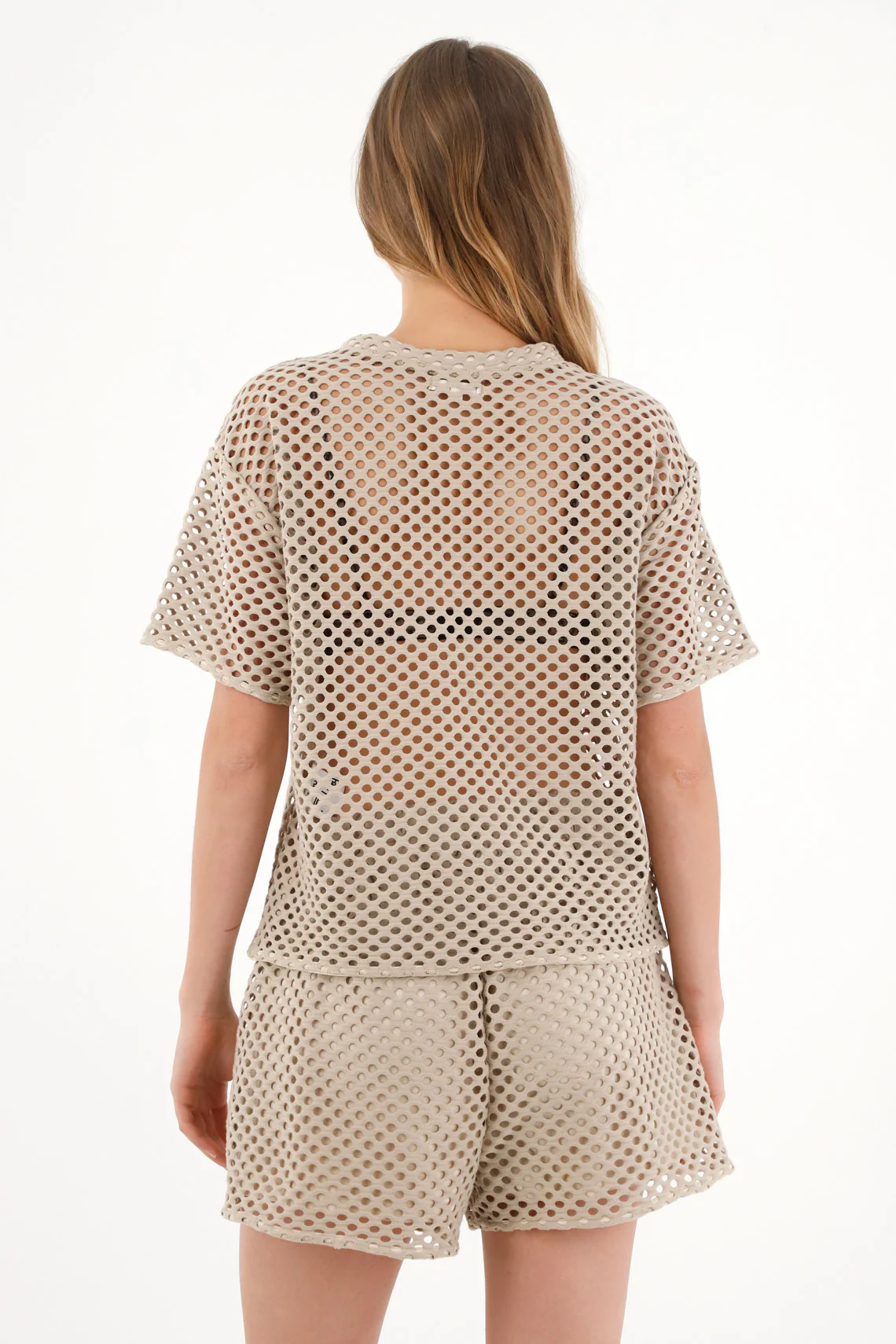 Women's Oversized Mesh T-Shirt in Brown - Image 5