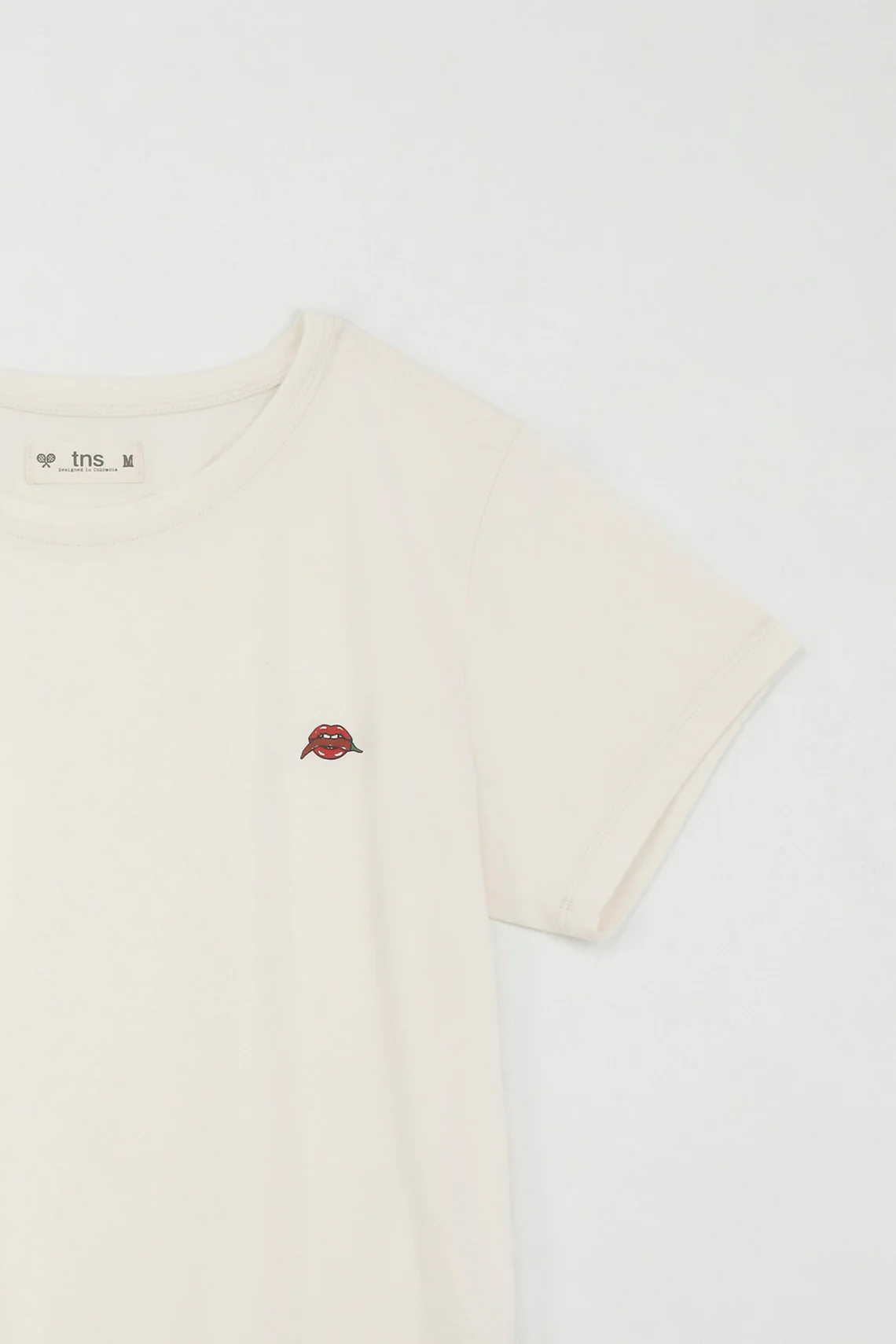 Womens Cream Basic Printed T-Shirt