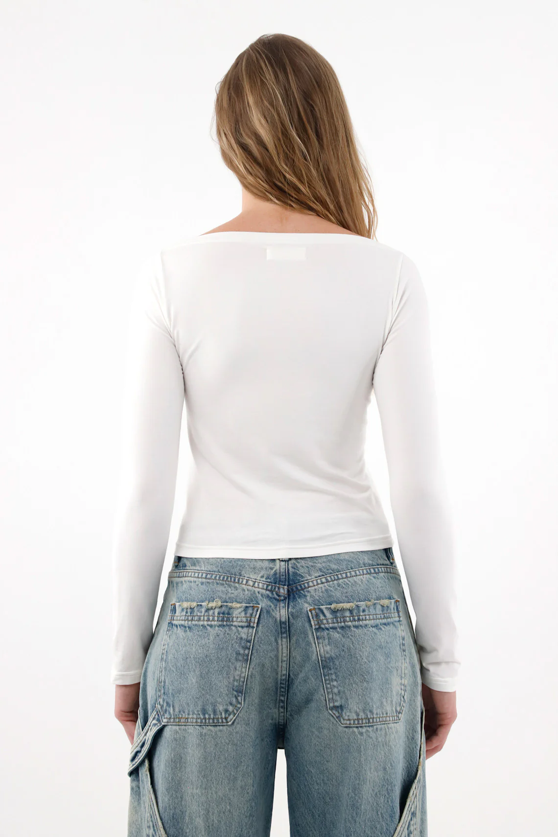 Women's Fitted Long Sleeve Shirt in Light Beige - Image 4