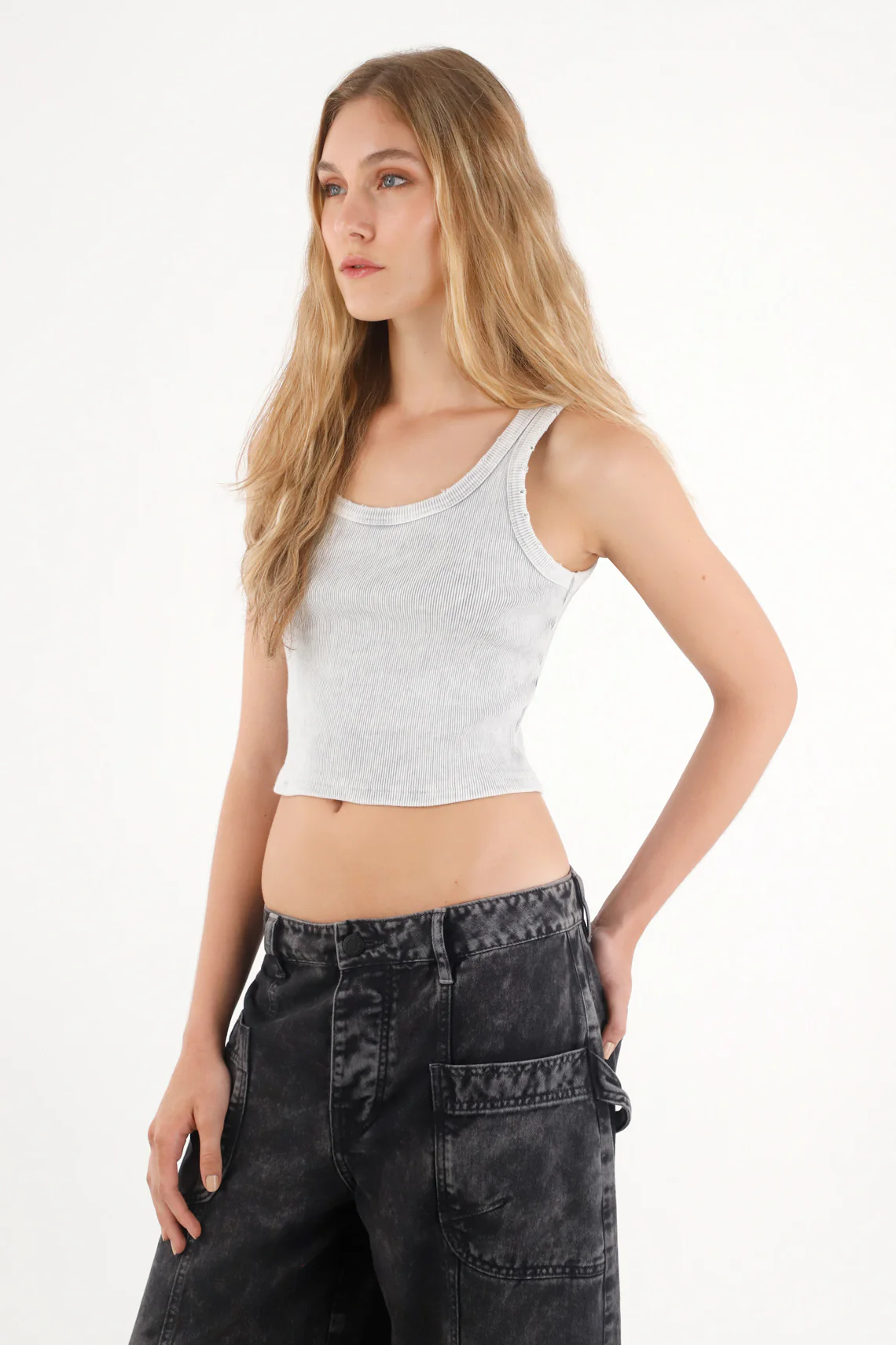 Women's Gray Rib Skeleton T-Shirt