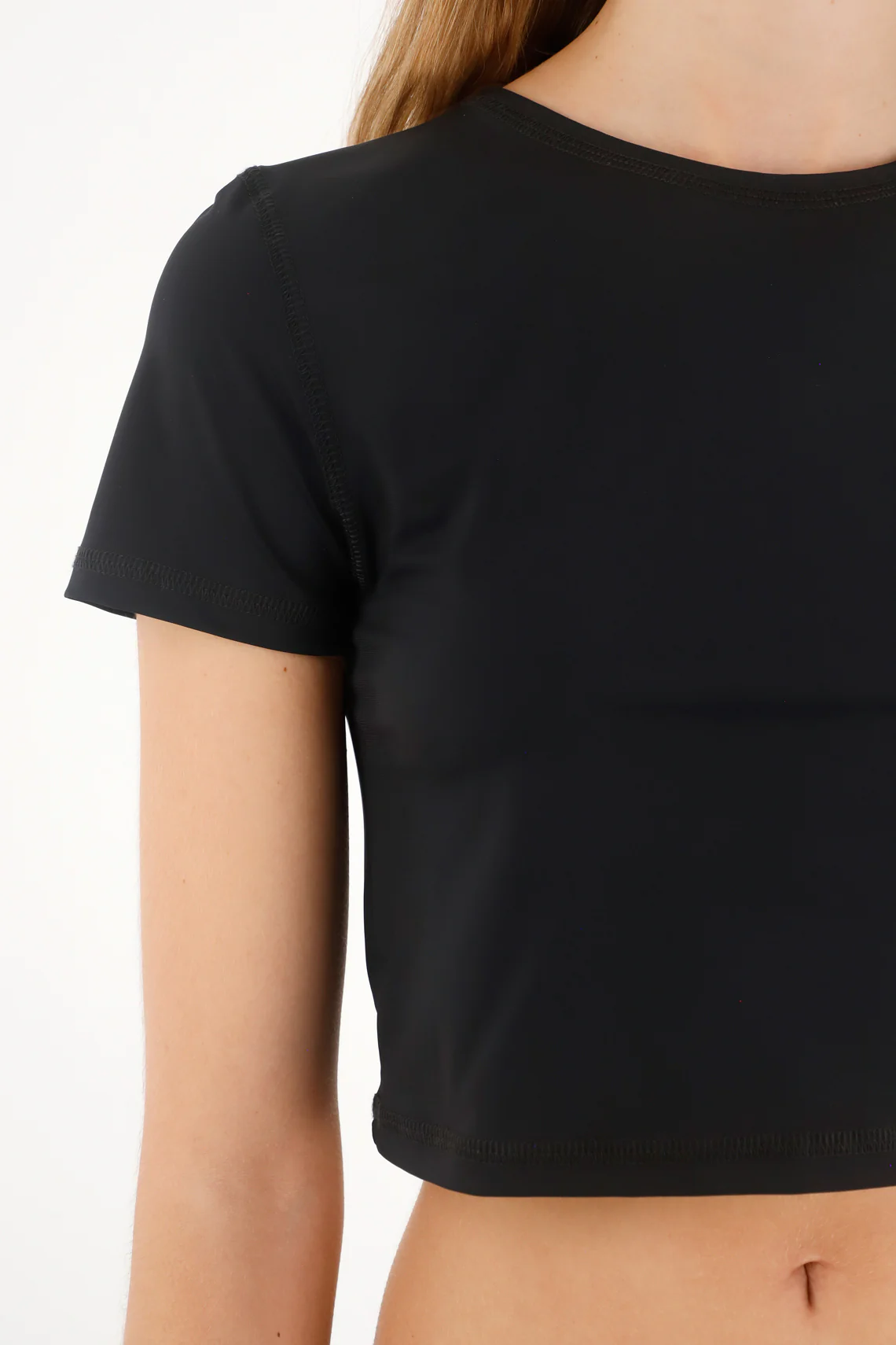 Women's Black Crop Short Sleeve Shirt - Image 3