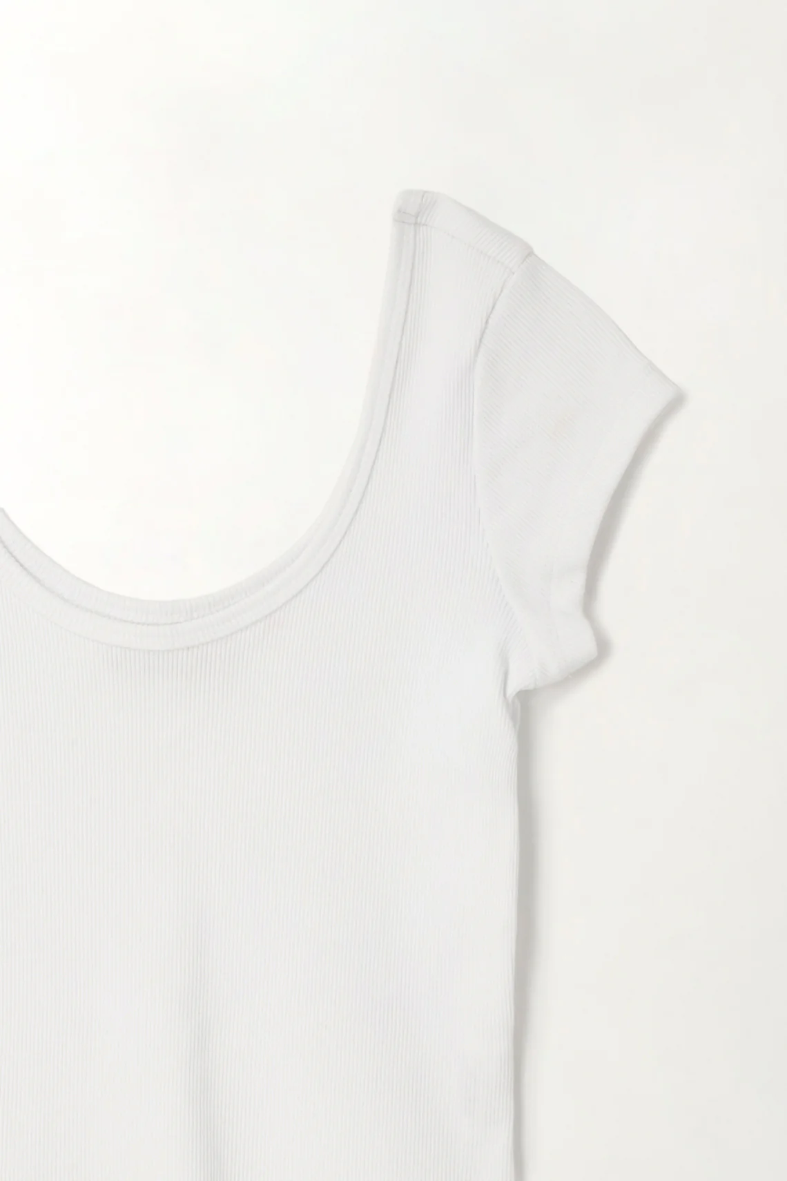 Women's Fitted White Ribbed T-Shirt - Image 2