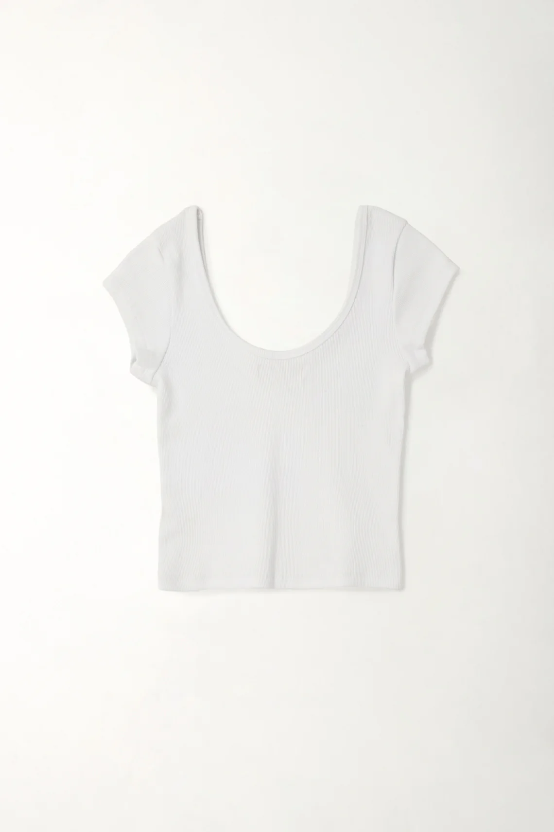 Women's Fitted White Ribbed T-Shirt - Image 3