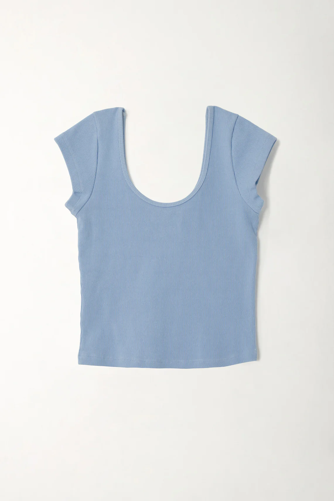 Women's Fitted Ribbed Blue T-Shirt - Image 6