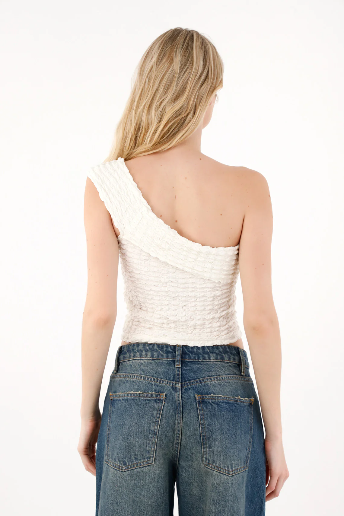 Women's Textured Cream T-Shirt - Image 5