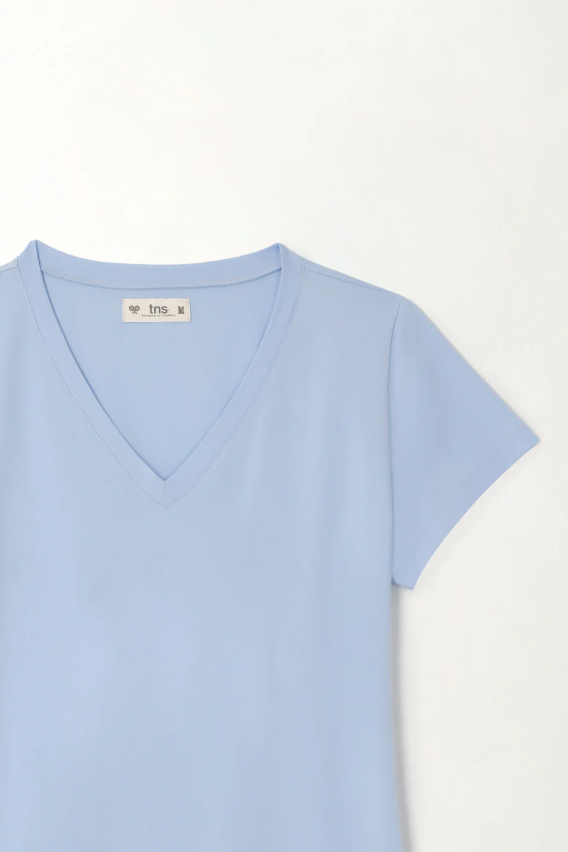 Women's Blue V-Neck Basic Tee - Image 6