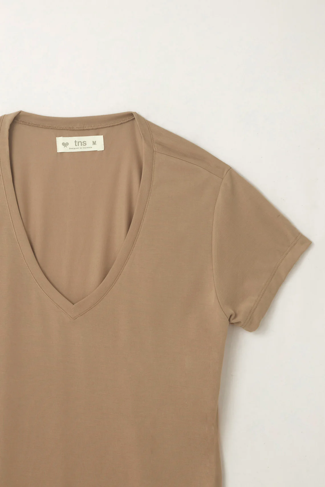 Women's Brown V-Neck T-Shirt - Image 3