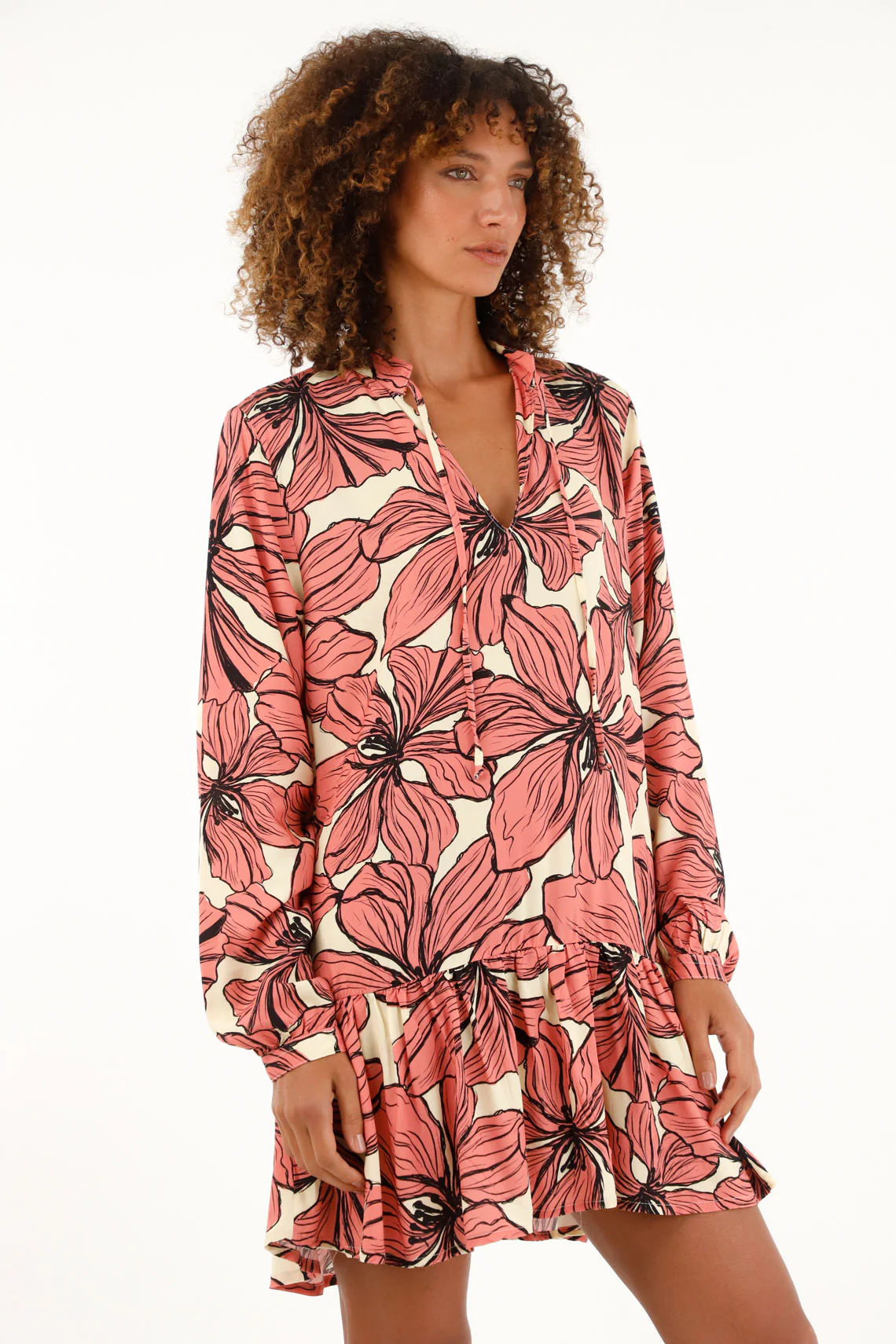 Women's long sleeve patterned dress