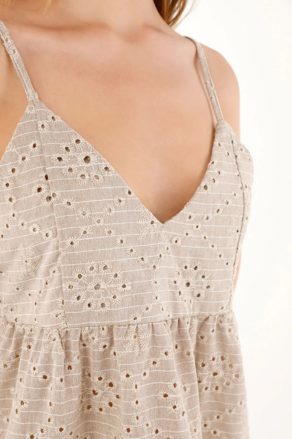 Women's Short Cream Dress with V-Neck - Image 3