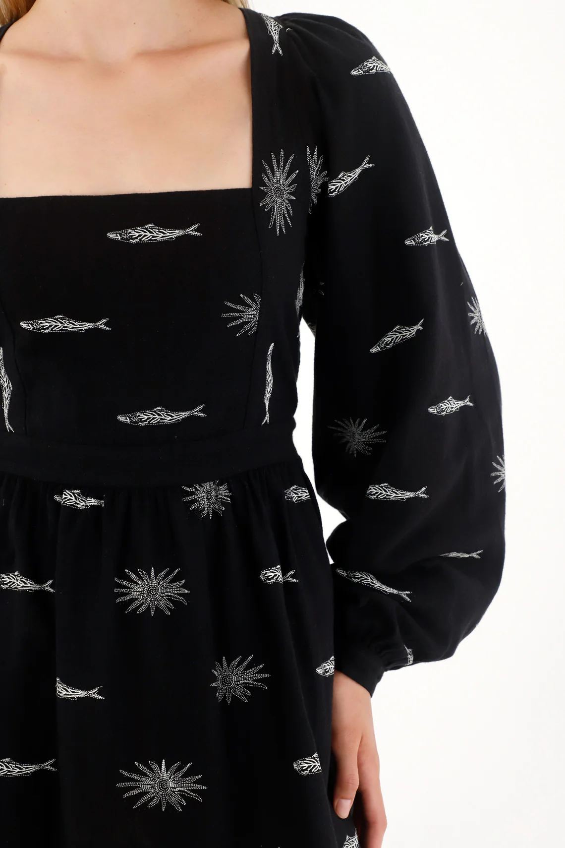 Short Fish Print Dress for Women - Image 3