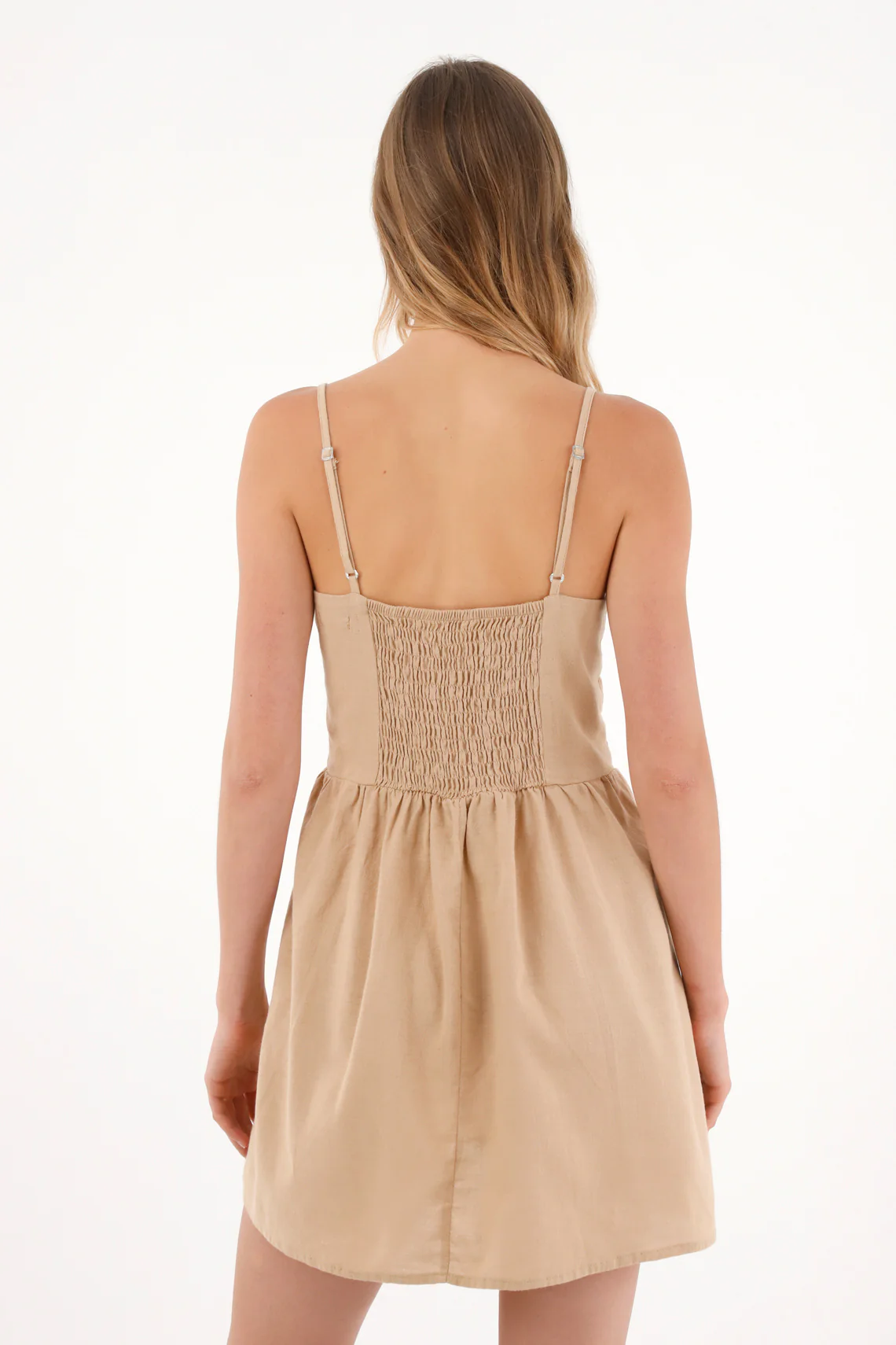 Short Dress with Brown Embroidery Imitation for Women - Image 4