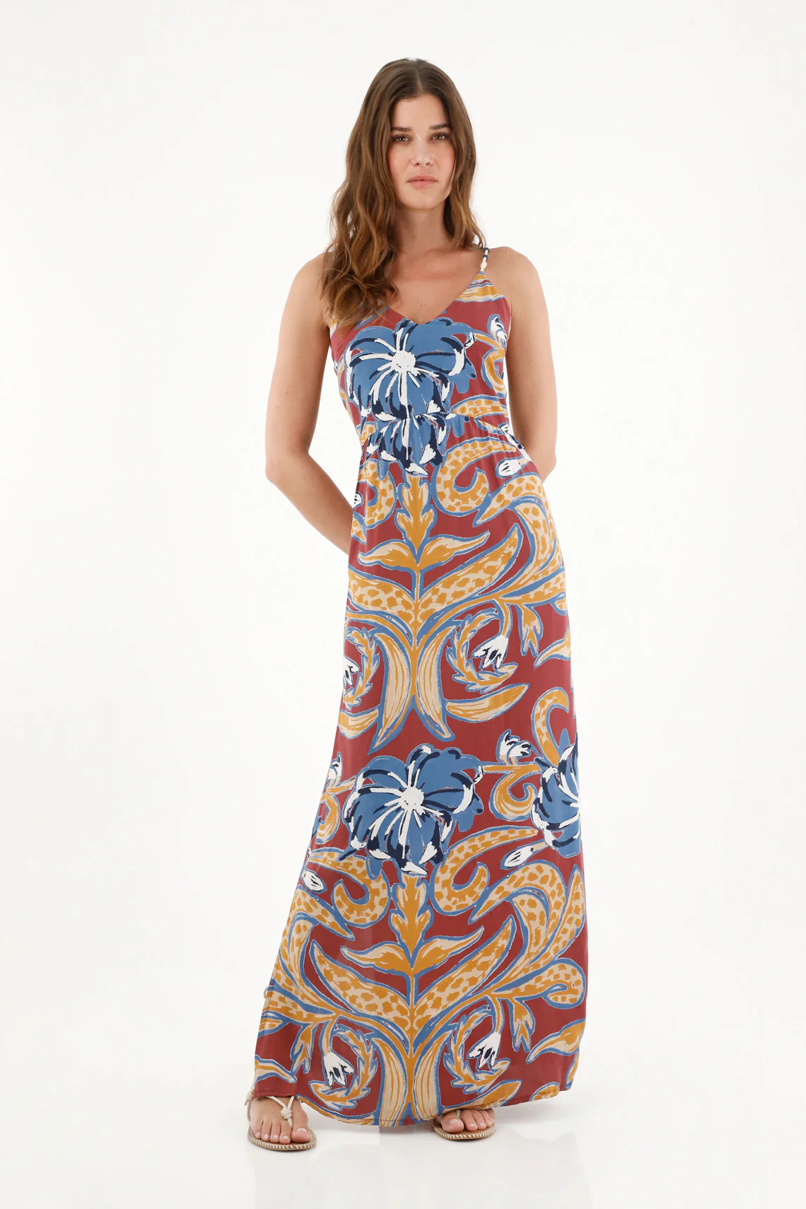 Women's Strappy Printed Maxi Dress
