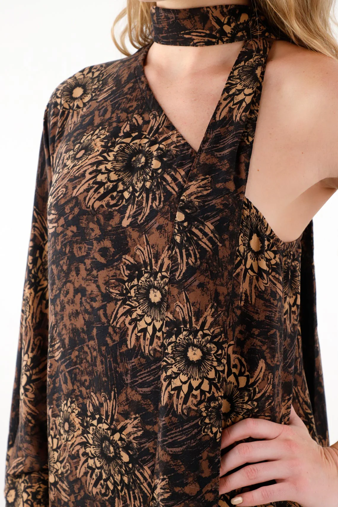 Long Wide Floral Print Dress for Women - Image 3