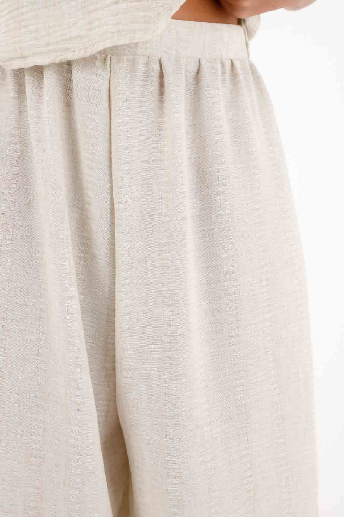 Wide Fit Women's Trousers in Off-White Polyester - Image 3