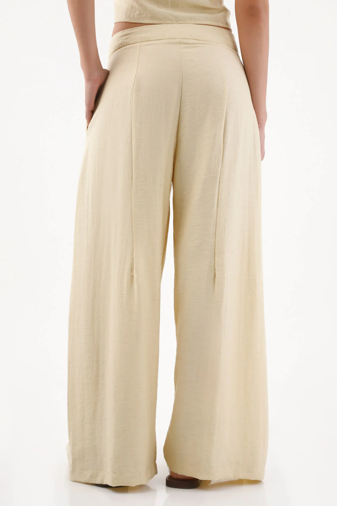Women’s Sand Linen Palazzo Pants with Front Pleats - Image 6