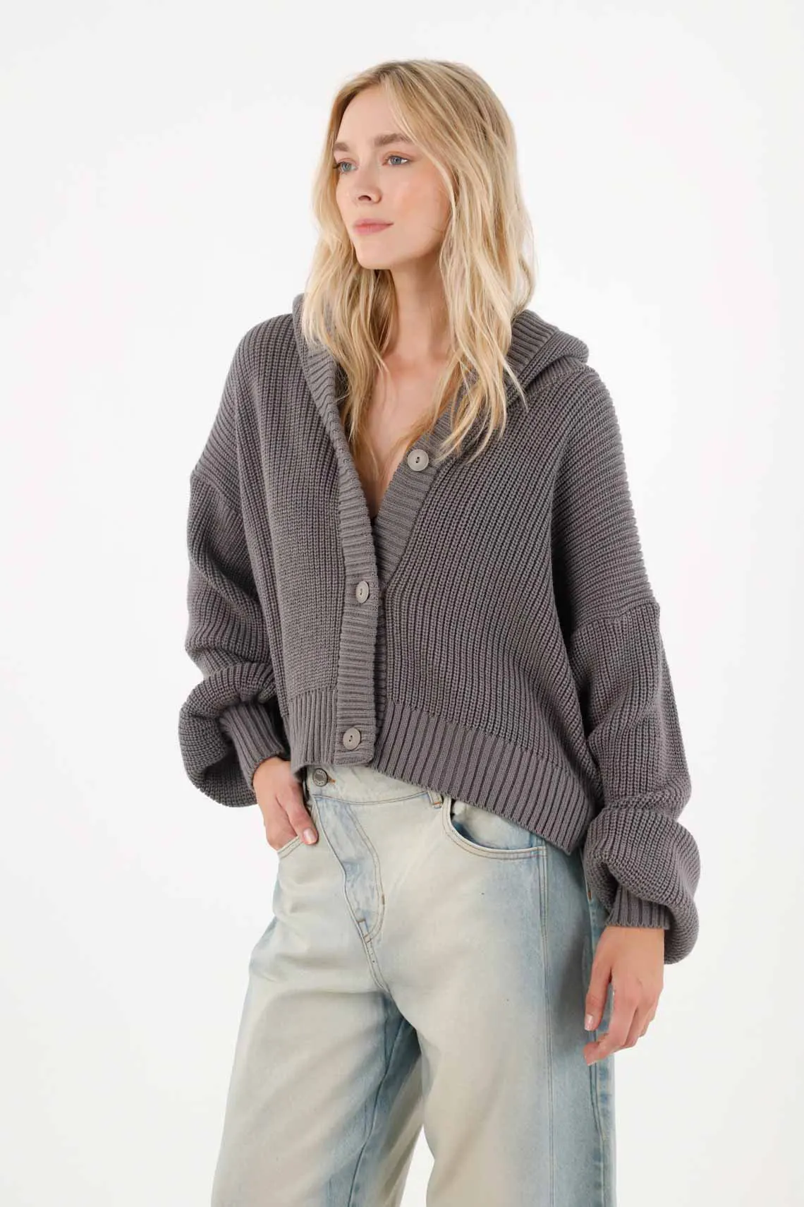 Women’s Oversized Acrylic Gray Hoodie - Image 2