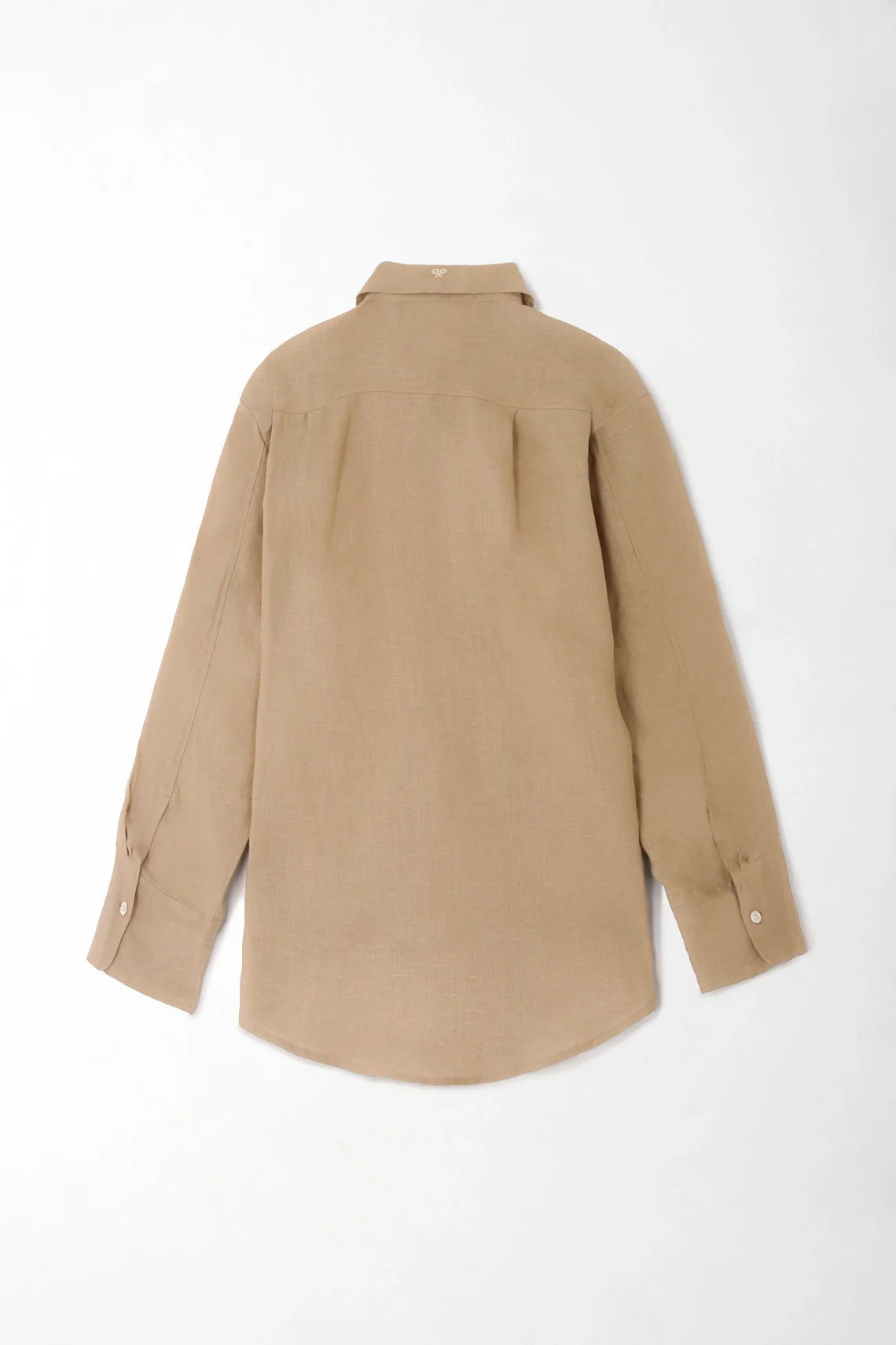 Women's Beige Linen Shirt with Straight Fit and Rounded Hem - Image 7