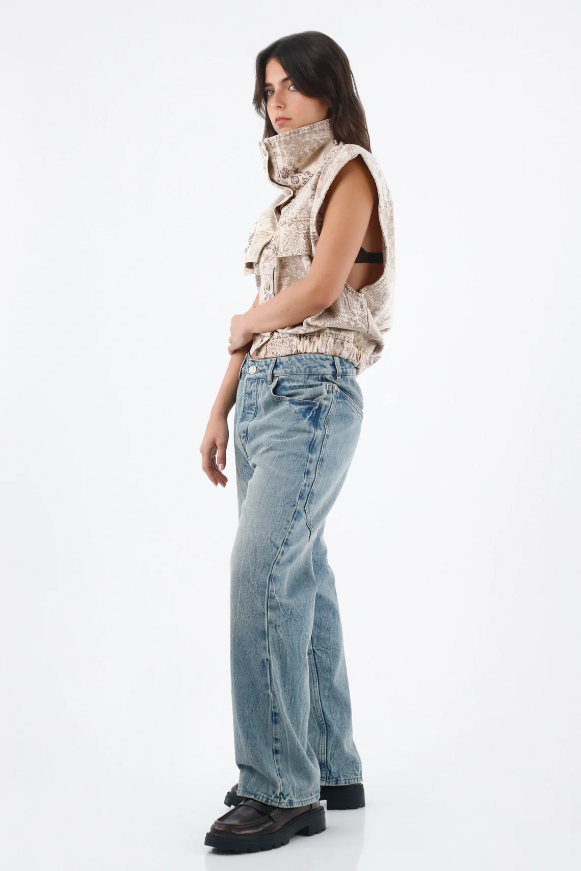 Women's Relaxed Straight Blue Cotton Jeans - Image 3